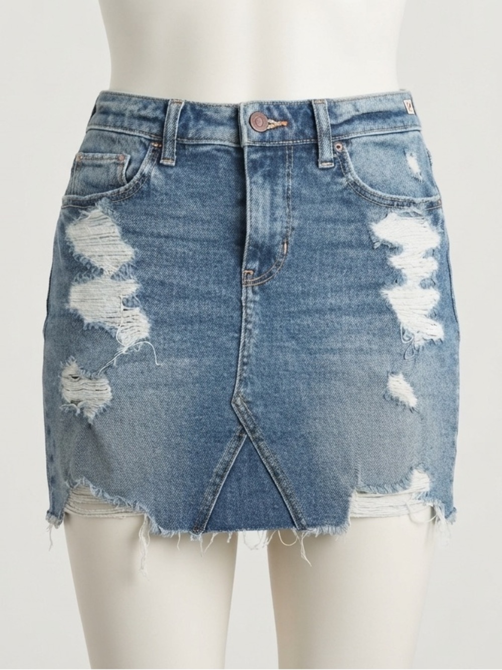 Y2K Hollister Light Blue Distressed Denim Mini Skirt high rise sz 24